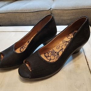 Fly London black peep toe shoes fit like  8.5